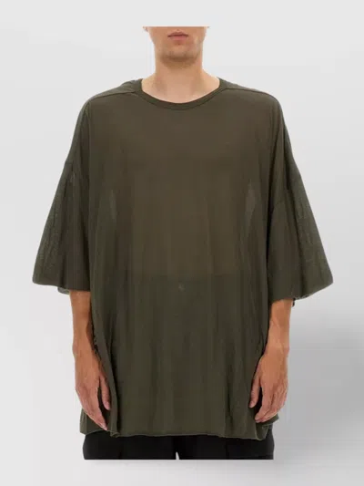 Rick Owens Tommy Oversized Sheer Round Neck T-shirt In Green