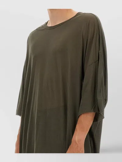Rick Owens Tommy Oversized Sheer Round Neck T-shirt In Green