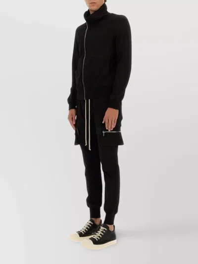 Rick Owens Mastodon Cargo Pockets Elastic Waistband Trousers In Black