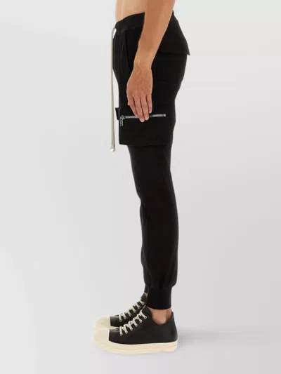 Rick Owens Mastodon Cargo Pockets Elastic Waistband Trousers In Black