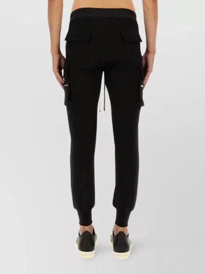 Rick Owens Mastodon Cargo Pockets Elastic Waistband Trousers In Black
