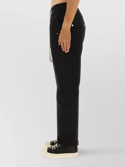 Rick Owens Drawstring Waist Trousers Button Detailing In Black