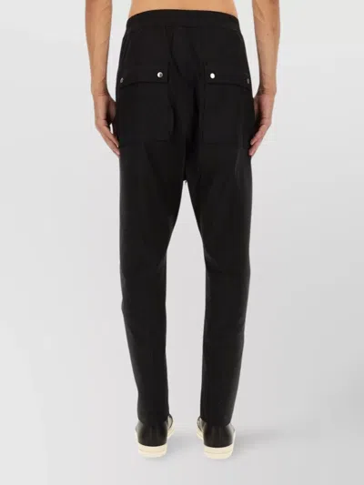 Rick Owens Drawstring Waist Trousers Button Detailing In Black