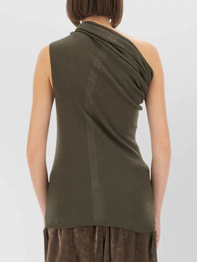 Rick Owens Asymmetric One-shoulder Ribbed Knit Top