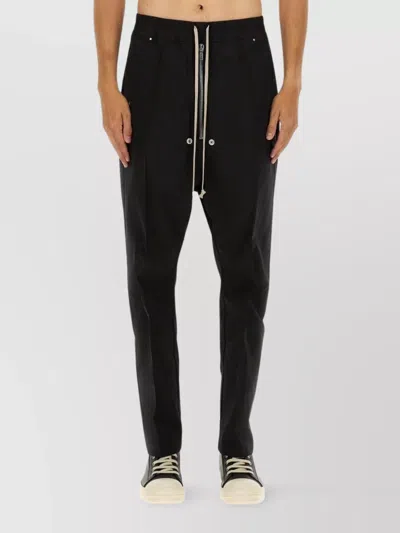 Rick Owens Drawstring Waist Trousers Button Detailing In Black
