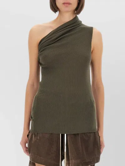 Rick Owens Asymmetric One-shoulder Ribbed Knit Top