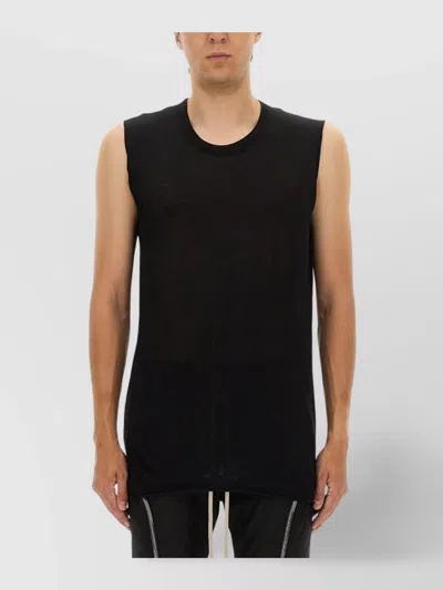 Rick Owens Round Neck Sleeveless Top In Light Fabric In Black