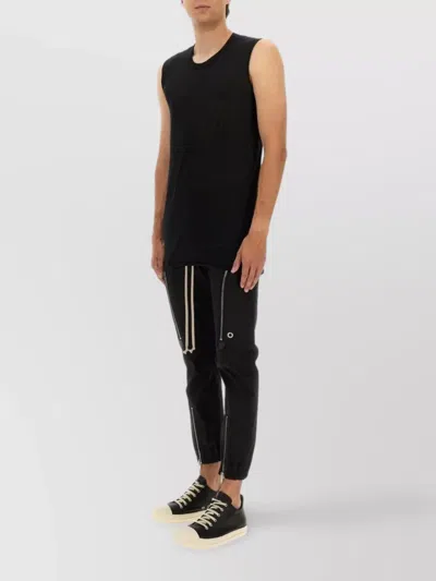 Rick Owens Round Neck Sleeveless Top In Light Fabric In Black