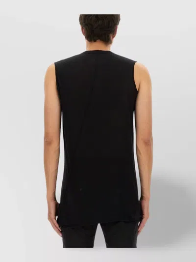 Rick Owens Round Neck Sleeveless Top In Light Fabric In Black