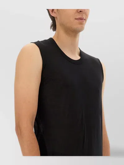 Rick Owens Round Neck Sleeveless Top In Light Fabric In Black