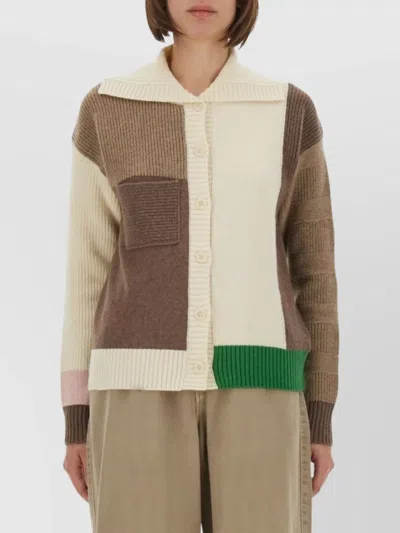 Paul Smith Knitwear With Ribbed Cuffs And Patch Pocket In Brown