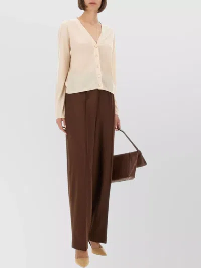 Fabiana Filippi Wide Leg Trousers Full Length In Brown