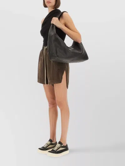 Rick Owens Velvet Texture Elastic Waistband Shorts In Brown