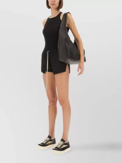 Rick Owens Slim Fit Ribbed Racerback Tank Top In Black