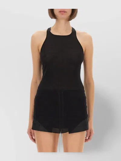 Rick Owens Slim Fit Ribbed Racerback Tank Top In Black