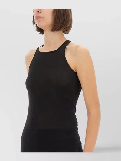 Rick Owens Slim Fit Ribbed Racerback Tank Top In Black