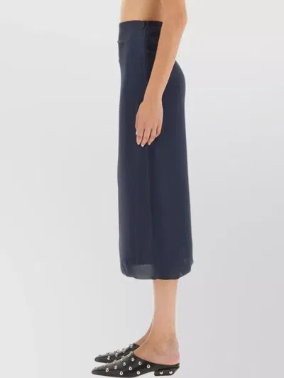 Theory Slit Midi Waist Sheen Ruched Skirt In Blue