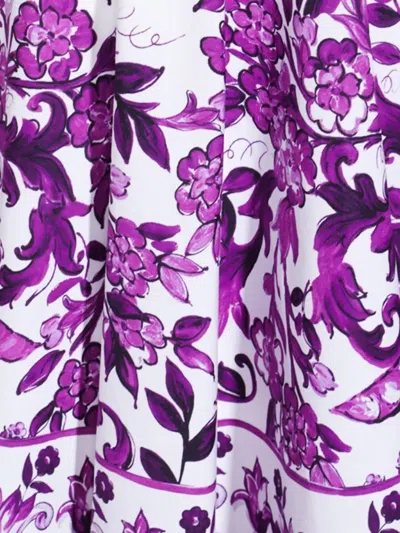 Dolce & Gabbana Violet Dress With Thin Straps And All-over Floral Motif In Cotton Blend Woman In Purple