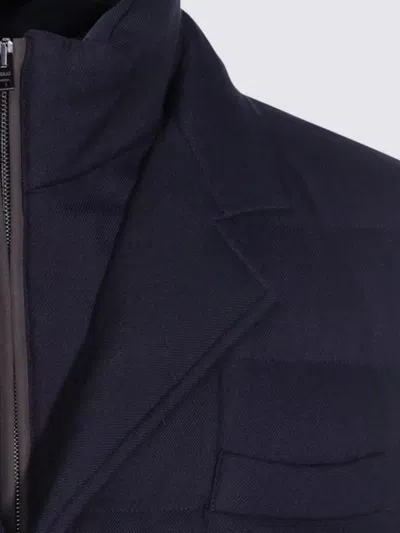 Herno La Giacca Water Resistant Down Blazer With Removable Bib In Blue
