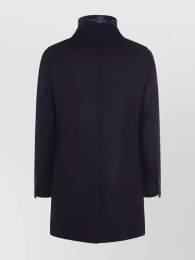 Herno Tailored Wool Coats With Notched Lapels In Blue