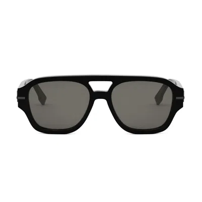 Fendi The Graphy 55mm Geometric Sunglasses In Black
