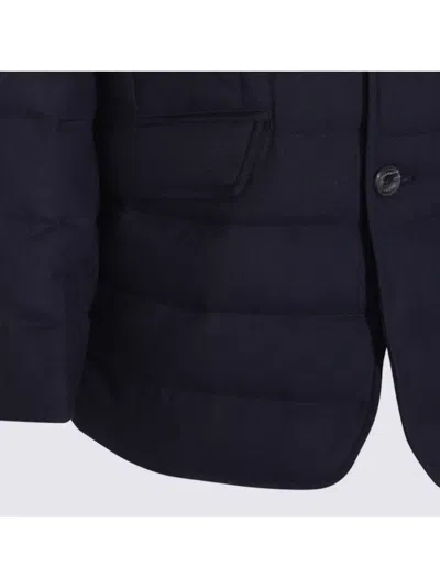 Herno La Giacca Water Resistant Down Blazer With Removable Bib In Blue