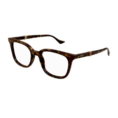 Gucci Gg1525o Linea Web 002 Havana Trasparent Glasses In Brown