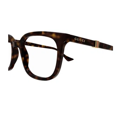 Gucci Gg1525o Linea Web 002 Havana Trasparent Glasses In Brown
