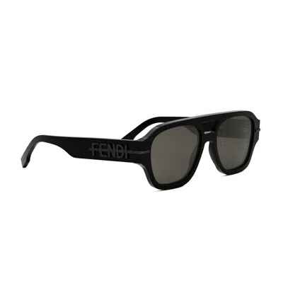 Fendi The Graphy 55mm Geometric Sunglasses In Black