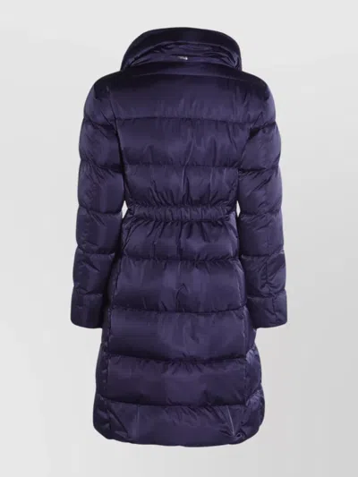Herno Padded Long Quilted High Collar Jackets In Blue