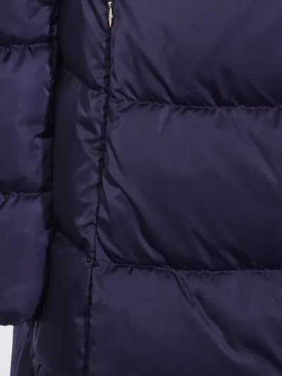 Herno Padded Long Quilted High Collar Jackets In Blue