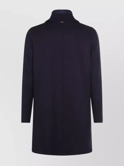 Herno Lapel Side Pockets Long Sleeves Coat In Blue