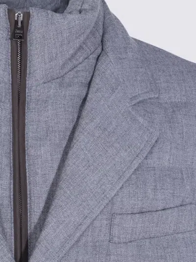 Herno Padded Chest Pocket Front Flap Notched Lapel In Gray