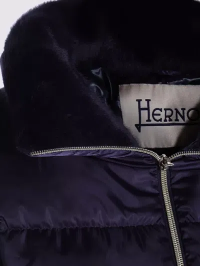 Herno Padded Long Quilted High Collar Jackets In Blue