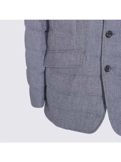 Herno Padded Chest Pocket Front Flap Notched Lapel In Gray