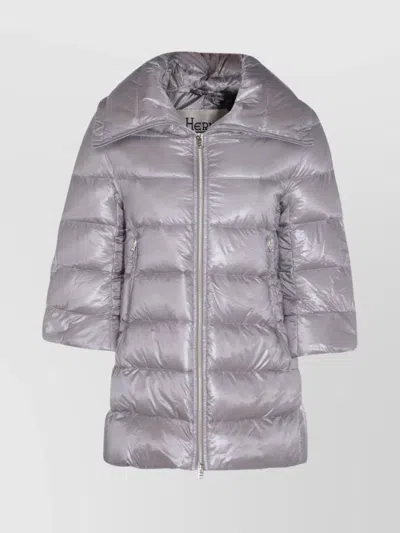 Herno Padded Jackets With High Collar And Side Pockets In Gray