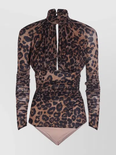 Blumarine Sleeved Animal Print Top In Animal Print