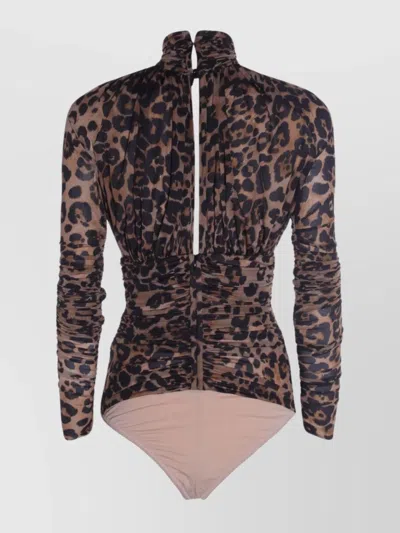 Blumarine Sleeved Animal Print Top In Animal Print