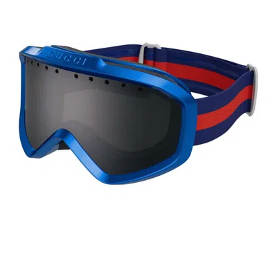 Gucci Silver Mirror Mask Unisex Sunglasses Gg1210s 006 99 In Blue