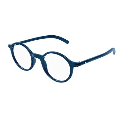 Montblanc Mb0350o Linea Snowcap 004 Blue Transparent Glasses