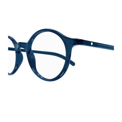 Montblanc Mb0350o Linea Snowcap 004 Blue Transparent Glasses