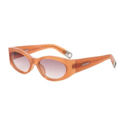 Jacquemus Les Lunettes Jac4 Ovalo Linea Les Sculptures C10 Milky Amber Sunglasses In Brown