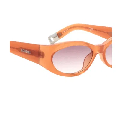 Jacquemus Les Lunettes Jac4 Ovalo Linea Les Sculptures C10 Milky Amber Sunglasses In Brown