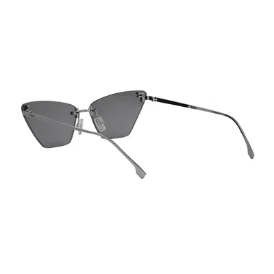 Fendi Fe4160us Cat-eye Crystalized Logo Sunglasses In Gray