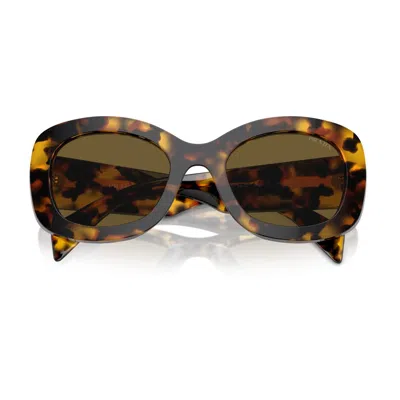 Prada Womens Pr A13s Butterfly-frame Acetate Sunglasses Yellow In Brown