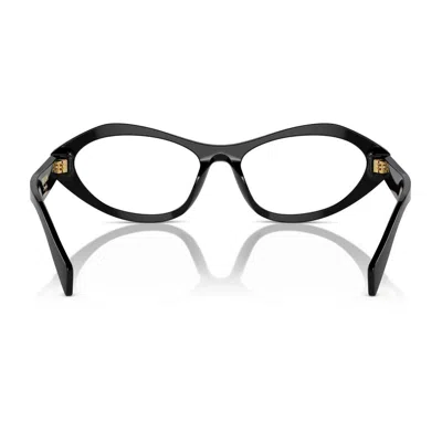 Prada Logo-engraved Oval-frame Glasses In Black