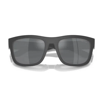 Prada Linea Rossa Ps 01zs Ufk5l0 Gomma Grigia Sunglasses In Gray