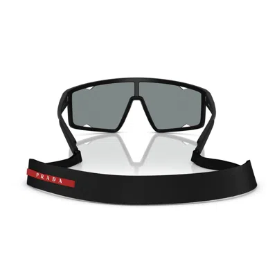 Prada Ps A03s 141mm Mirrored Rectangular Sunglasses In Black
