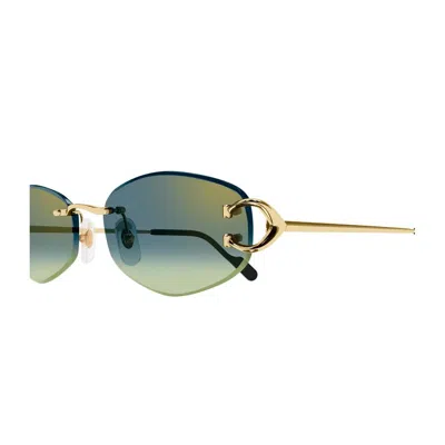 Cartier Ct0467s Décor C Classique 003 Gold Green Sunglasses