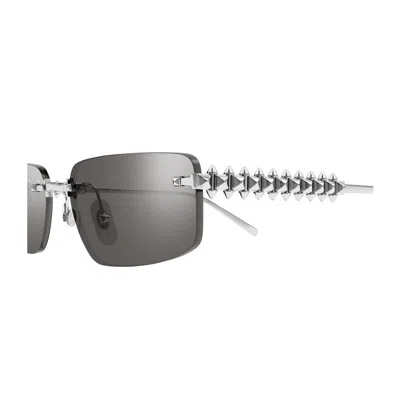 Cartier Rimless Metal Rectangle Sunglasses In Gray